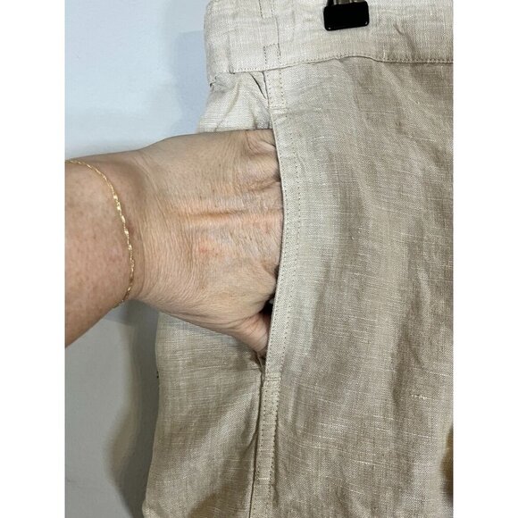 Coldwater Creek Linen Pant Tan Classic Neutral Minimalist Preppy Old Money Chic - Picture 6 of 12